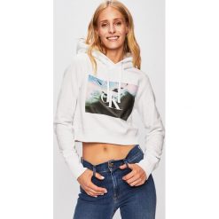 Calvin Klein Jeans - Bluza. Białe bluzy damskie Calvin Klein Jeans, m, bez wzorów, z bawełny, bez ramiączek, z kapturem. W wyprzedaży za 359.90 zł.