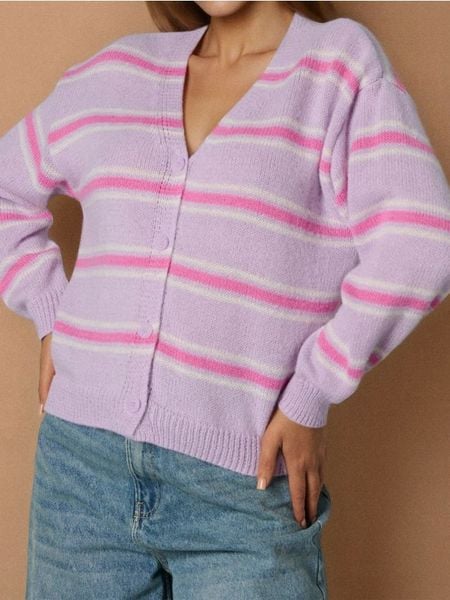 Kardigan w paski - wielobarwny. Kardigany damskie Sinsay, l, bez wzorów, bez kołnierzyka. Za 59.99 zł.