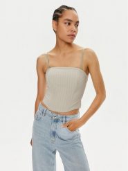 Patrizia Pepe Top 8C0729 A457-FE81 Szary Slim Fit. Szare topy damskie Patrizia Pepe, bez wzorów, z syntetyku, bez kołnierzyka, bez ramiączek. Za 539.99 zł.