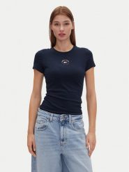 Tommy Jeans T-Shirt Tjw Slim Essential Logo 2 Tee DW0DW20316 Granatowy Regular Fit. Niebieskie t-shirty damskie Tommy Jeans, xxs, bez wzorów, z bawełny, bez kołnierzyka, bez ramiączek. Za 79.99 zł.