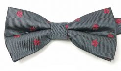 Popielata Męska Mucha - VERNON - w Czerwoną Koniczynkę. Czerwone krawaty i muchy Vernon, bez wzorów, eleganckie. Za 29.00 zł.