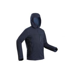 Kurtka trekkingowa Trek 900 Windwarm męska. Niebieskie kurtki męskie FORCLAZ, l, bez wzorów, z elastanu, bez kaptura. Za 299.99 zł.