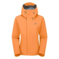 Kurtka przeciwdeszczowa damska Rab Women's Downpour Jacket z kapturem. Zielone kurtki sportowe damskie RAB, s, bez wzorów, bez ramiączek, z kapturem, trekkingowe. Za 439.99 zł.