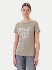 Guess T-Shirt W5YI40 I3Z14 Zielony Regular Fit. Zielone t-shirty damskie Guess, xl, z aplikacjami, z bawełny, bez kołnierzyka, bez ramiączek. Za 129.99 zł.