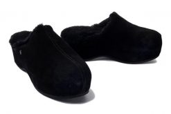EMU AUSTRALIA Nahn W12593 black, klapki damskie. Czarne klapki damskie Emu Australia, na zimę, bez wzorów, ze skóry, bez obcasa, bez zapięcia. Za 314.93 zł.