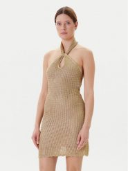 Guess Sukienka dzianinowa W5YK34 Z24F0 Złoty Slim Fit. Żółte sukienki damskie Guess, s, z aplikacjami, z dzianiny, bez kołnierzyka, bez ramiączek. Za 459.99 zł.