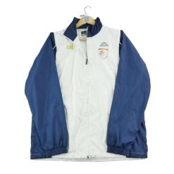 Second life - Kurtka treningowa męska biała - Jak nowy. Białe kurtki sportowe męskie Kappa, m, bez wzorów, bez kaptura. Za 97.25 zł.