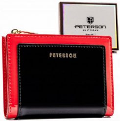 Portfel damski Peterson PTN 003-LAK czarno-czerwony. Czarne portfele damskie Peterson, ze skóry ekologicznej. Za 54.00 zł.