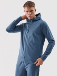 4F Bluza treningowa rozpinana z kapturem męska - granatowa 3XL. Niebieskie bluzy sportowe męskie 4F, m, bez wzorów, z dzianiny, z kapturem, na fitness i siłownię. W wyprzedaży za 99.99 zł.