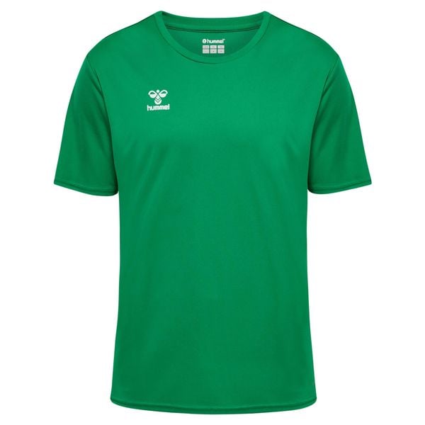 Niezbędna koszulka Hummel. Zielone bluzki damskie Hummel, bez wzorów, sportowe, bez kołnierzyka, bez ramiączek. Za 119.50 zł.