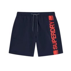 Wzorzyste Szorty kąpielowe Superdry. Niebieskie kąpielówki męskie Superdry, m, bez wzorów, z materiału. Za 240.35 zł.
