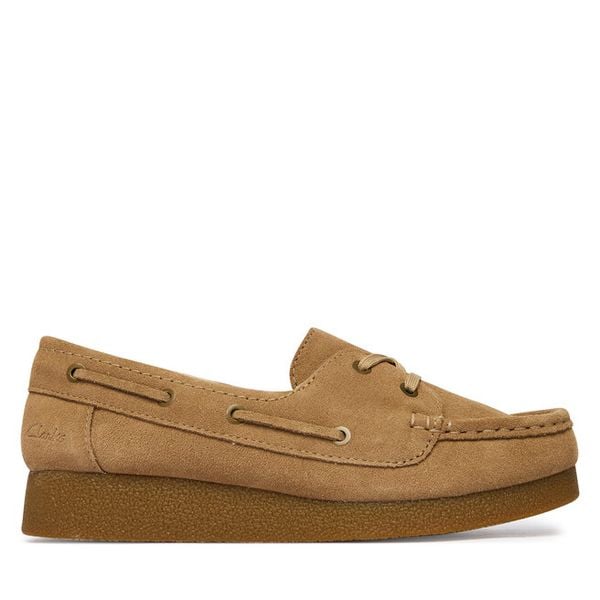 Półbuty Clarks. Brązowe półbuty damskie Clarks, bez wzorów, bez obcasa, na płaskiej podeszwie, bez zapięcia. Za 269.99 zł.