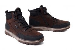 RIEKER TEX B9310-24 brown combination, trzewiki męskie. Brązowe botki męskie Rieker, bez wzorów, z wełny, bez obcasa, bez zapięcia. Za 489.90 zł.