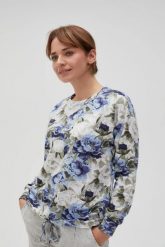 Bluza w kwiaty bez kaptura niebieska. Niebieskie bluzy damskie MOODO, m, bez wzorów, z bawełny, bez ramiączek, bez kaptura. Za 119.99 zł.