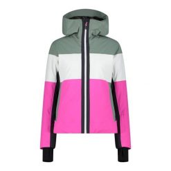 Kurtka narciarska damska z tkaniny skórzanej CMP. Białe kurtki sportowe damskie CMP, na zimę, m, bez wzorów, z tkaniny, bez ramiączek, bez kaptura, narciarskie. Za 812.00 zł.