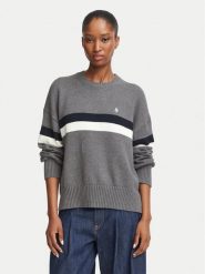 Guess Jeans Sweter W6BR08 Z1251 Szary ciemny Regular Fit. Szare swetry nierozpinane damskie Guess Jeans, l, z aplikacjami, z bawełny, bez kołnierzyka, bez ramiączek. Za 389.99 zł.