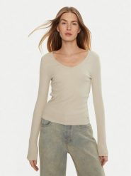 Calvin Klein Jeans Bluzka J20J224197 Beżowy Slim Fit. Brązowe bluzki damskie Calvin Klein Jeans, xs, bez wzorów, z bawełny, bez kołnierzyka, bez ramiączek. Za 119.99 zł.