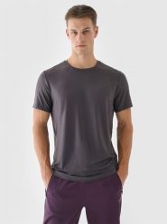 4F Koszulka treningowa regular szybkoschnąca męska - szara XL. Szare t-shirty męskie 4F, m, bez wzorów, z dzianiny, bez kołnierzyka, bez ramiączek. Za 79.99 zł.