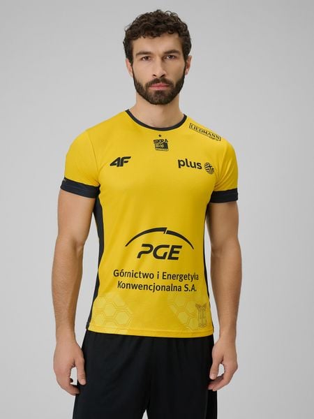 4F Koszulka meczowa replika domowa z sezonu 2025/26 męska 4F x Skra Bełchatów - żółta M. Żółte t-shirty męskie 4F, l, bez wzorów, z dzianiny, bez kołnierzyka, bez ramiączek. Za 179.99 zł.