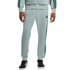 Spodnie męskie adidas Essentials 3-Stripes Fleece. Zielone spodnie materiałowe męskie Adidas, bez wzorów, z bawełny. Za 171.99 zł.