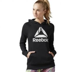 Bluza sportowa damska Reebok BK6469. Czarne bluzy damskie Reebok, s, bez wzorów, biznesowe, bez ramiączek, z kapturem. Za 202.00 zł.