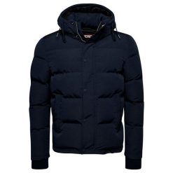 Kurtka puchowa Superdry Everest. Niebieskie kurtki męskie Superdry, m, bez wzorów, z puchu, bez kaptura. W wyprzedaży za 595.60 zł.