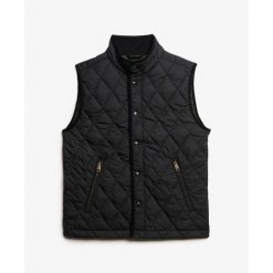 Kurtka puchowa Superdry. Czarne kurtki męskie Superdry, m, bez wzorów, z puchu, bez kaptura. Za 408.65 zł.