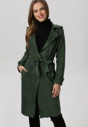 Zielony Płaszcz Viviroe. Zielone płaszcze damskie Born2be, m, bez wzorów, eleganckie, bez kołnierzyka, bez kaptura. Za 159.99 zł.
