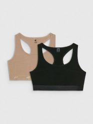 4F Biustonosz bawełniany z niskim wsparciem (2-pack) damski - multikolor L. Bielizna sportowa damska 4F, l, bez wzorów, z bawełny. W wyprzedaży za 59.99 zł.