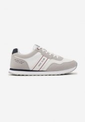 Biało-Szare Płaskie Sznurowane Buty Sportowe Sneakersy Vico z Napisami i Paskami Tinattria. Białe buty sportowe męskie Born2be, bez wzorów, z jeansu, bez zapięcia. Za 129.99 zł.