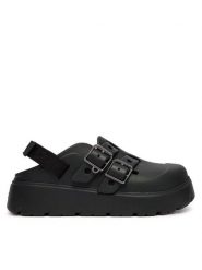Crocs Sandały Loaferette Clog 214105 Czarny. Czarne sandały damskie Crocs, bez wzorów, z tworzywa sztucznego, bez obcasa, na płaskiej podeszwie, bez zapięcia. Za 319.99 zł.