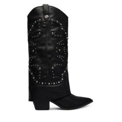 Kowbojki Steve Madden. Czarne botki damskie Steve Madden, bez wzorów, bez obcasa, na słupku, bez zapięcia. Za 1,069.00 zł.