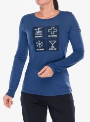 Bluza damska Super.natural Swiss Lodge LS. Niebieskie bluzy damskie super.natural, m, bez wzorów, z materiału, sportowe, bez ramiączek, bez kaptura. Za 224.39 zł.