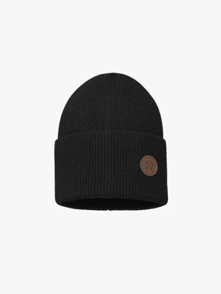 Czarna czapka w prążki. Czarne czapki damskie Ryłko, na jesień, bez wzorów, z nylonu, eleganckie. Za 49.99 zł.