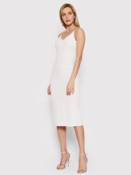 DeeZee Sukienka codzienna Becca HSM017 Biały Slim Fit. Białe sukienki damskie DeeZee, na co dzień, s, bez wzorów, z syntetyku, bez kołnierzyka, bez ramiączek, proste. Za 99.99 zł.