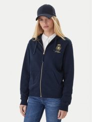 Tommy Hilfiger Bluza WW0WW46126 Granatowy Regular Fit. Niebieskie bluzy damskie Tommy Hilfiger, xl, bez wzorów, z bawełny, bez ramiączek, bez kaptura. Za 649.99 zł.