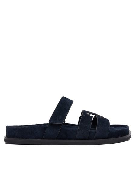 Tory Burch Klapki Ines Sport Slide 163481 Granatowy. Niebieskie klapki damskie Tory Burch, bez wzorów, ze skóry, sportowe, bez obcasa, bez zapięcia. Za 1,609.00 zł.