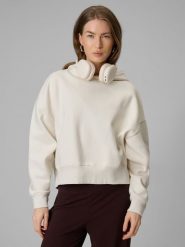 4F Bluza dresowa regular z kapturem damska - biała L. Białe bluzy damskie 4F, l, bez wzorów, z dresówki, bez ramiączek, z kapturem. Za 159.99 zł.