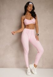 Jasnoróżowy Komplet Sportowy Zdobiony Przeszyciami Legginsy i Top Filaranea. Czerwone legginsy damskie Renee, m, z aplikacjami, z jeansu, na fitness i siłownię. Za 79.99 zł.