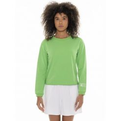 Bluza z ściągacze na co dzień na siłownię. Zielone bluzy damskie LEONE 1947 APPAREL, bez wzorów, z bawełny, bez ramiączek, bez kaptura. Za 124.20 zł.