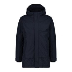 Parka z kapturem CMP. Niebieskie parki męskie CMP, bez wzorów, z materiału, bez kołnierzyka, z kapturem. Za 560.20 zł.