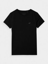 4F T-shirt slim gładki damski - czarny XXL. Czarne t-shirty damskie 4F, xs, bez wzorów, z bawełny, klasyczne, bez kołnierzyka, bez ramiączek. Za 39.99 zł.