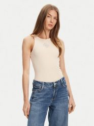 Guess Top W5GP57 KCV52 Beżowy Regular Fit. Brązowe topy damskie Guess, xl, z aplikacjami, z syntetyku, bez kołnierzyka, bez ramiączek. Za 129.99 zł.