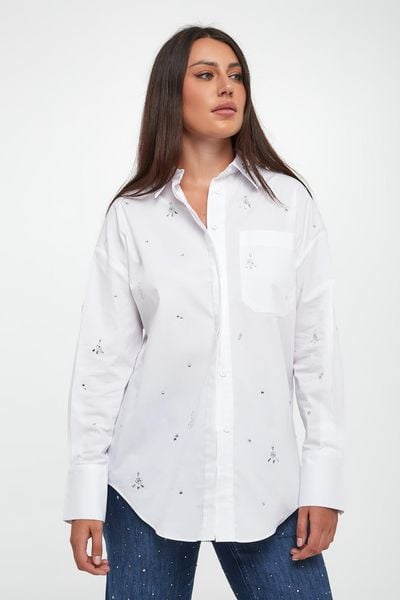 Koszula damska z kryształkami JOSPEH RIBKOFF. Koszule damskie Joseph Ribkoff, s, bez wzorów, bez kołnierzyka, bez ramiączek. Za 809.00 zł.