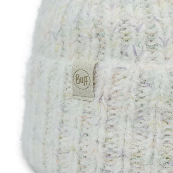 Czapka BUFF KNITTED & FLEECE BAND BEANIE EYLA. Białe czapki damskie Buff, bez wzorów, z elastanu. Za 135.00 zł.