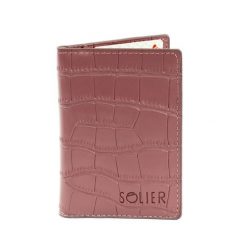 Skórzany elegancki wizytownik damski etui na dokumenty Solier SW46 Purple. Fioletowe portfele damskie ze skóry. Za 48.99 zł.
