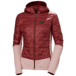 Hybridowa kurtka narciarska damska Helly Hansen Lifaloft. Czerwone kurtki sportowe damskie Helly Hansen, na zimę, bez wzorów, z tkaniny, bez ramiączek, bez kaptura, narciarskie. Za 757.00 zł.