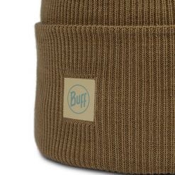 Czapka BUFF CROSSKNIT BEANIE SOLID GINGKO. Brązowe czapki damskie Buff, bez wzorów, z dzianiny, sportowe. Za 180.00 zł.