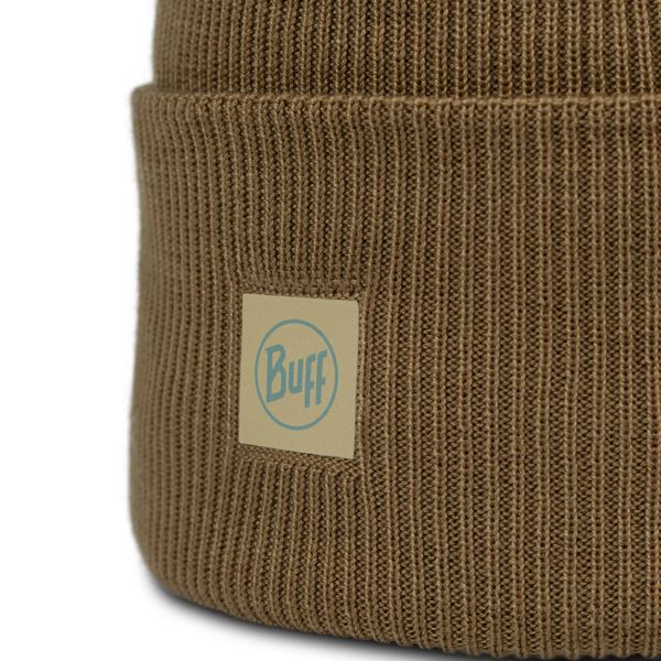 Czapka BUFF CROSSKNIT BEANIE SOLID GINGKO. Brązowe czapki damskie Buff, bez wzorów, z dzianiny, sportowe. Za 174.15 zł.