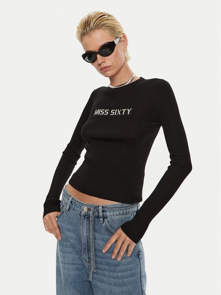Miss Sixty Bluzka 6L3RJ7291000 Czarny Regular Fit. Czarne bluzki damskie Miss Sixty, l, bez wzorów, z wełny, bez kołnierzyka, bez ramiączek. Za 289.99 zł.